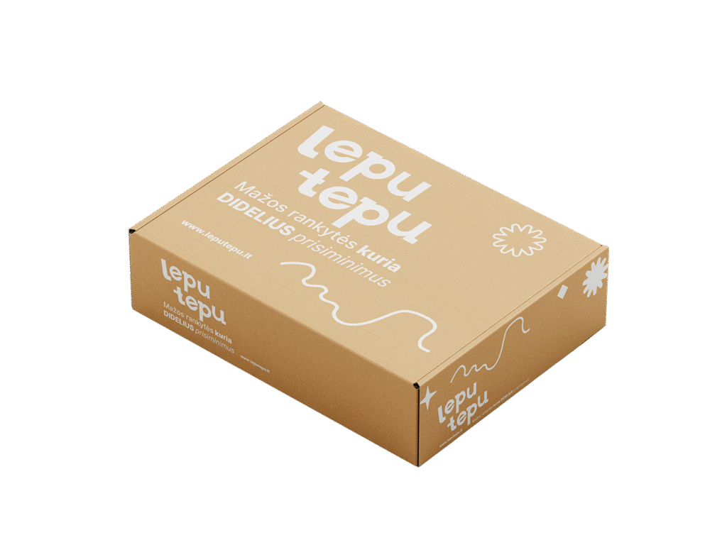 Lepu Tepu dėžutė su užrašu „Mažos rankytės kuria didelius prisiminimus“