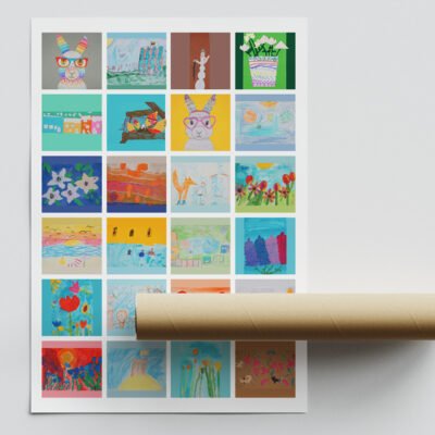 Vaikų piešinių mozaika 50x70 cm be rėmelio.